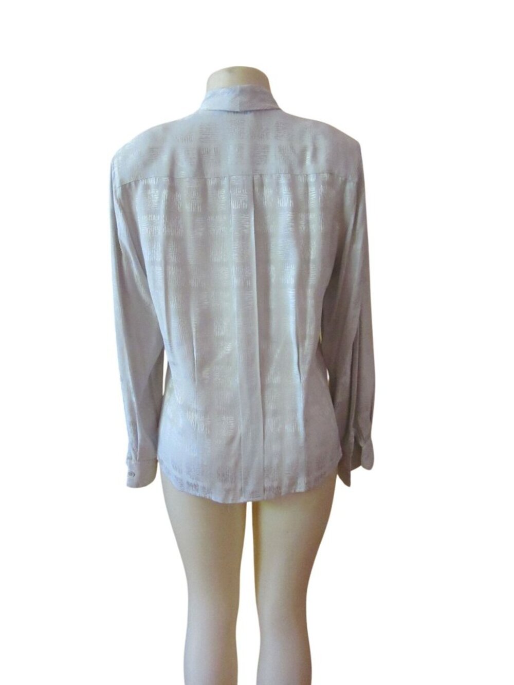Vintage Christian Dior Gray Silk Blouse With Attached Bow Tie Size 10 - Picture 5 of 8